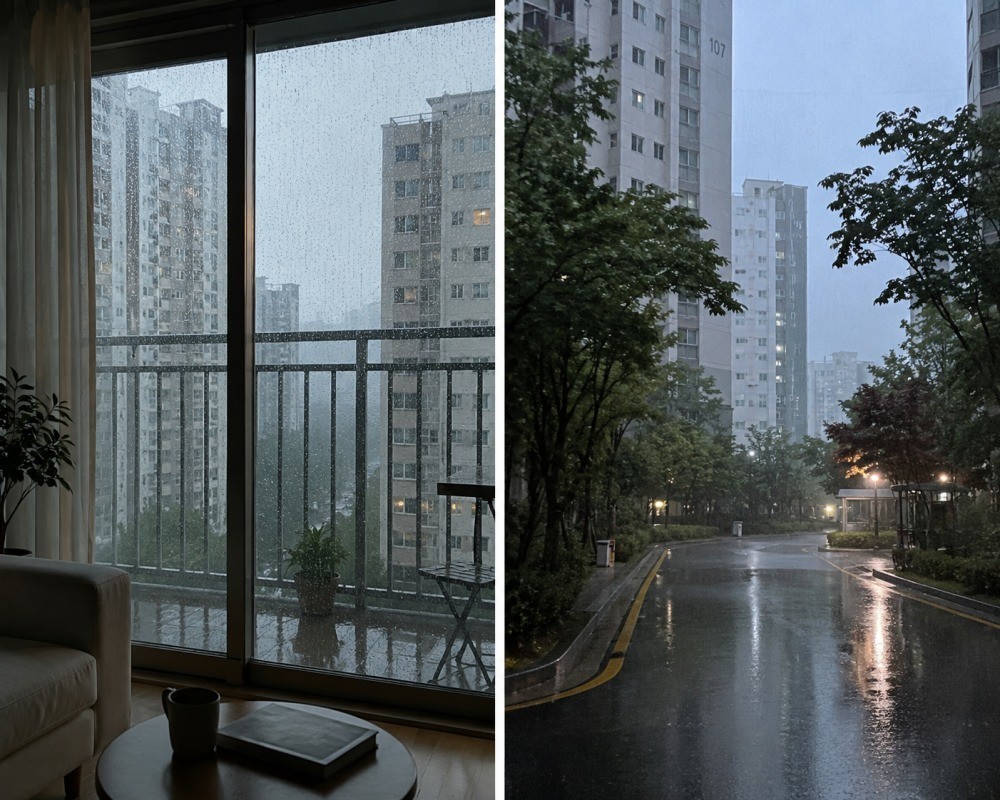 AI툴로 생성된 장마철 자료사진.