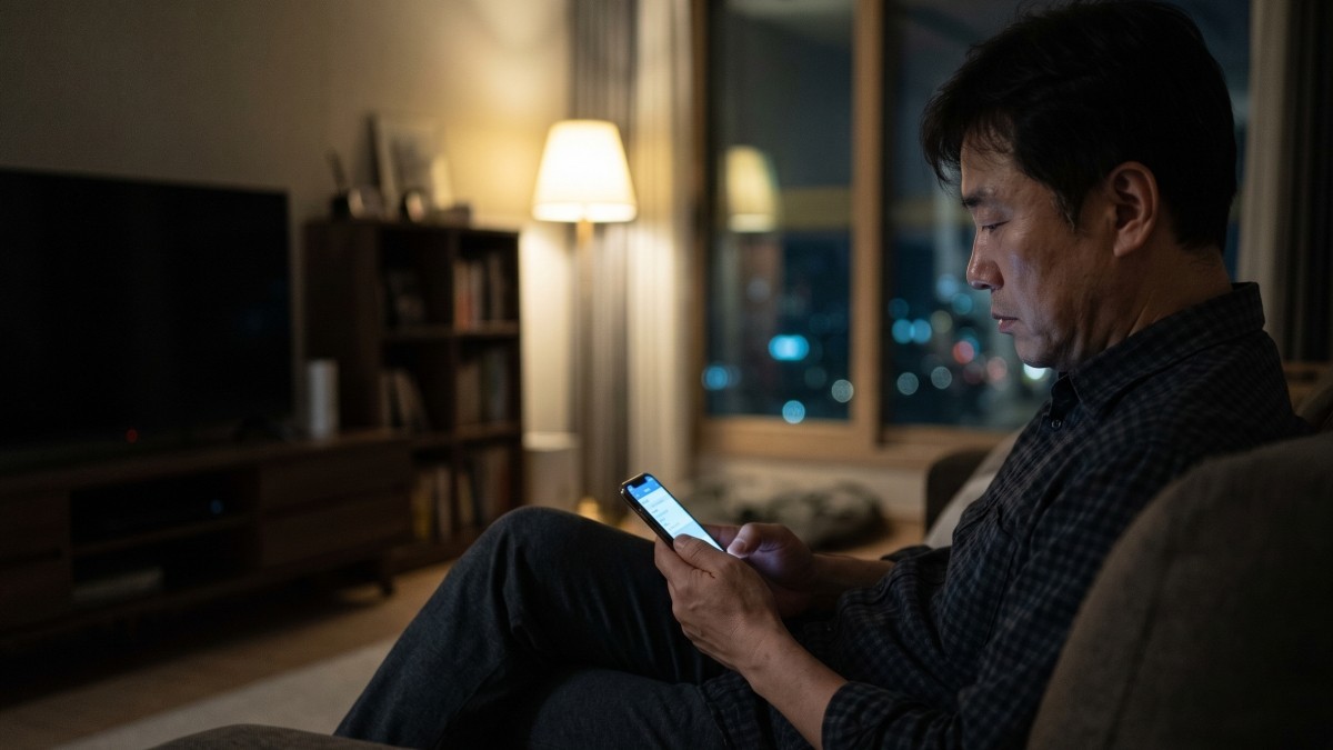 휴대전화를 만지는 남성의 모습. 기사 내용 토대로 AI툴 활용해 제작한 자료사진.