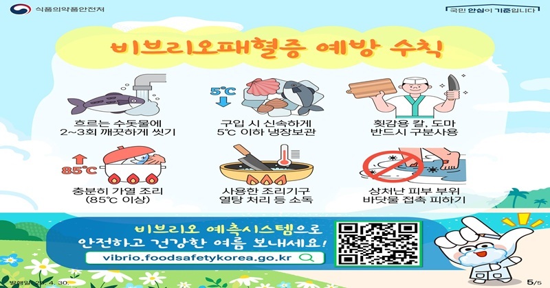 여름철 비브리오패혈증 예방수칙 준수 당부