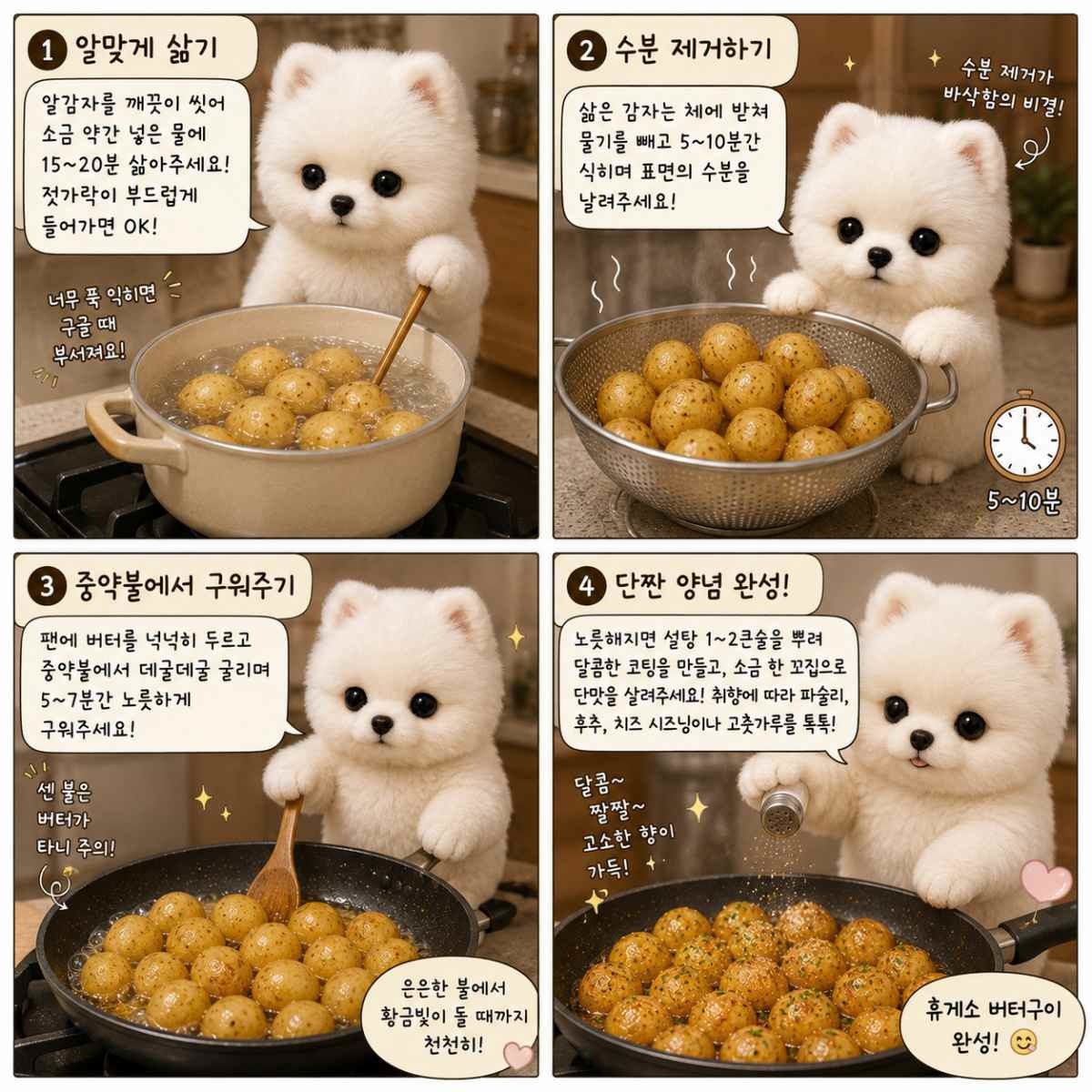 레시피 설명을 위해 AI로 제작된 네 컷 만화