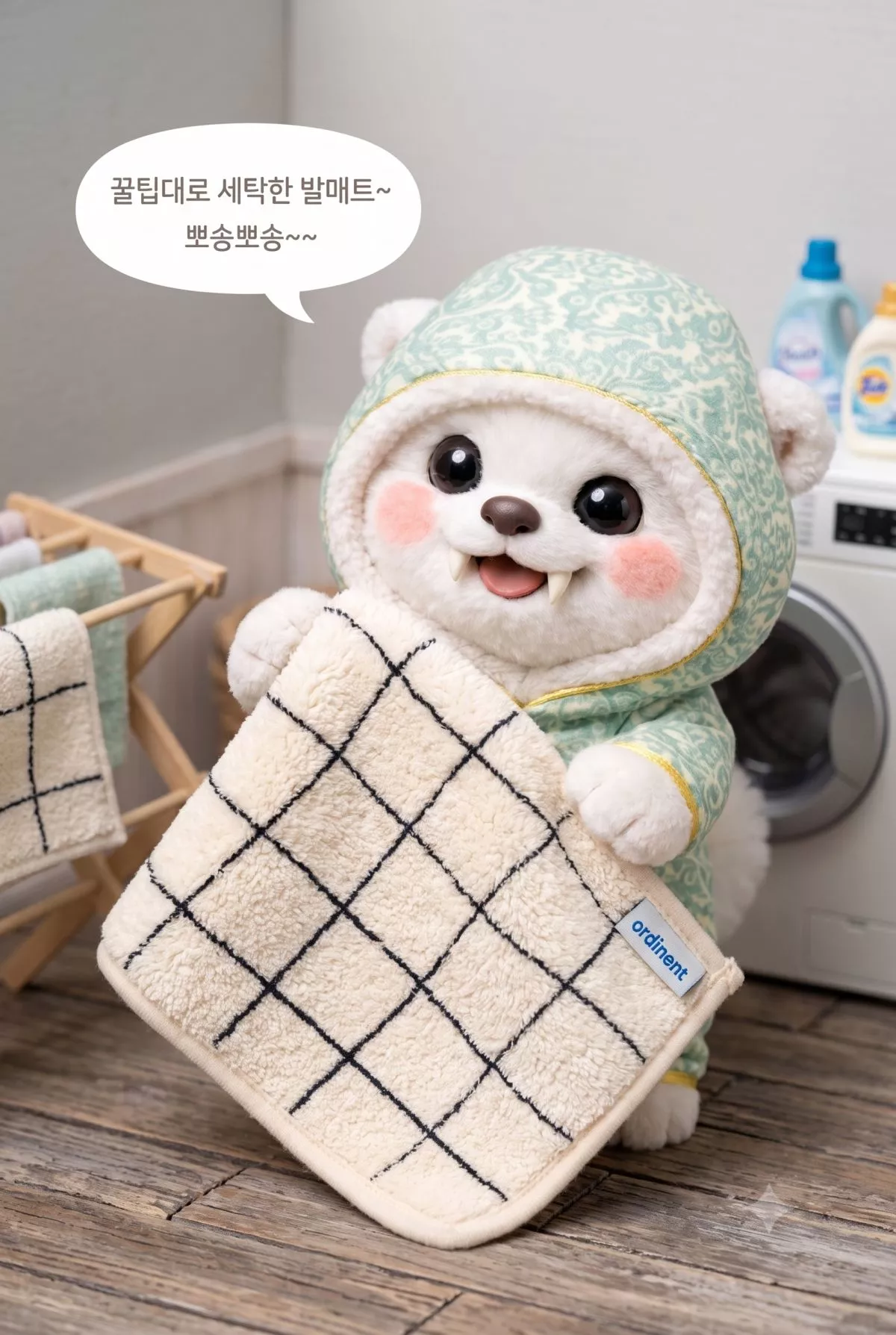 발매트 뽀송하게 세탁하기. 기사 내용 토대로 AI툴 활용해 제작한 자료사진.