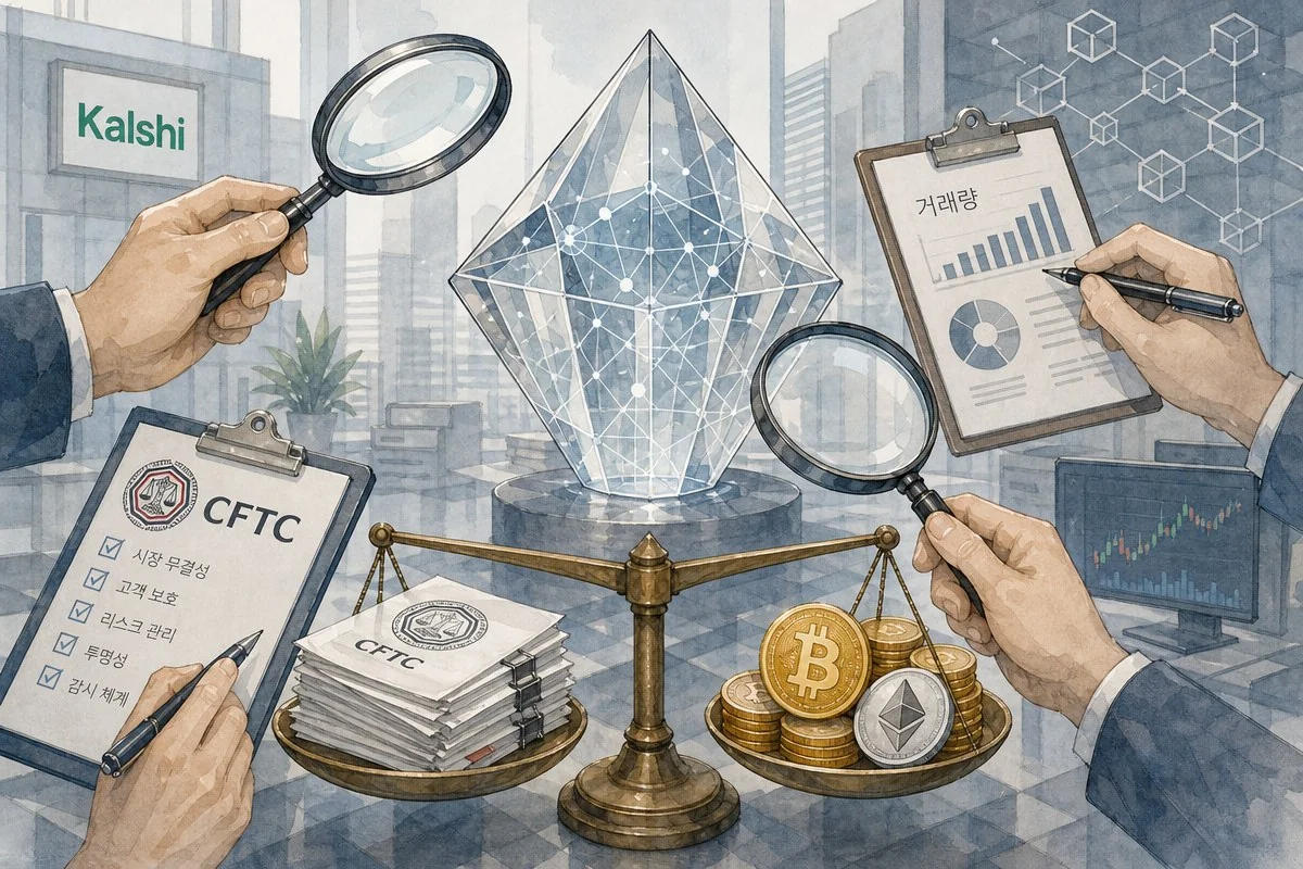 하이퍼리퀴드·멀티코인, CFTC 예측시장 규정에 “명확한 기준” 요구…거래량 500억달러 돌파 / AI 생성 일러스트(삽화)