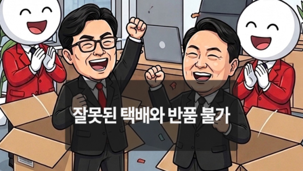 [위키만평]  잘못된 택배와 반품 불가