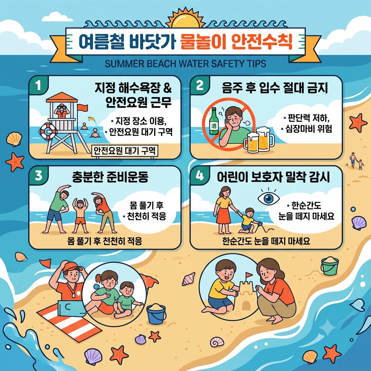 [인포그래픽] 여름철 바닷가 물놀이 안전수칙 / 위키트리