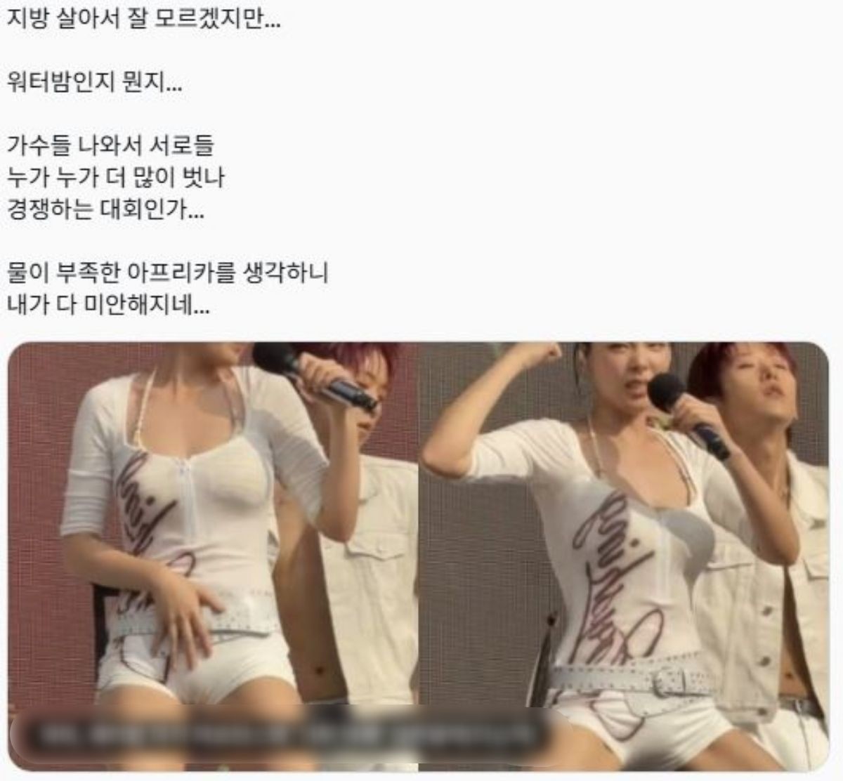 고영욱이 게시한 X(구 트위터) 글 캡처본. 비판 글과 함께 가수 비비의 워터밤 관련 기사를 첨부했다. / 고영욱 X(구 트위터).