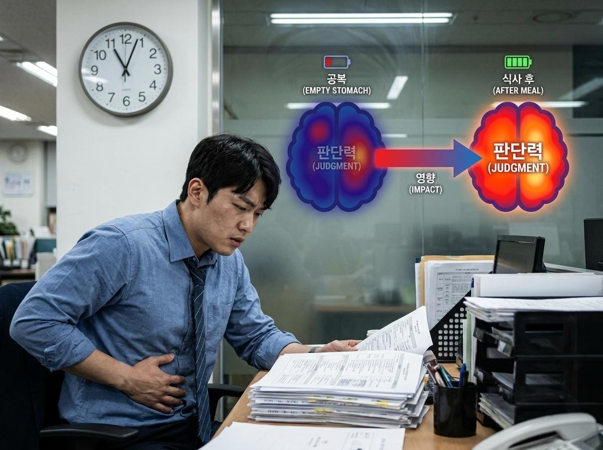 뇌 기능 저하 부르는 공복 상태. 기사 내용 토대로 AI툴 활용해 제작한 자료사진.