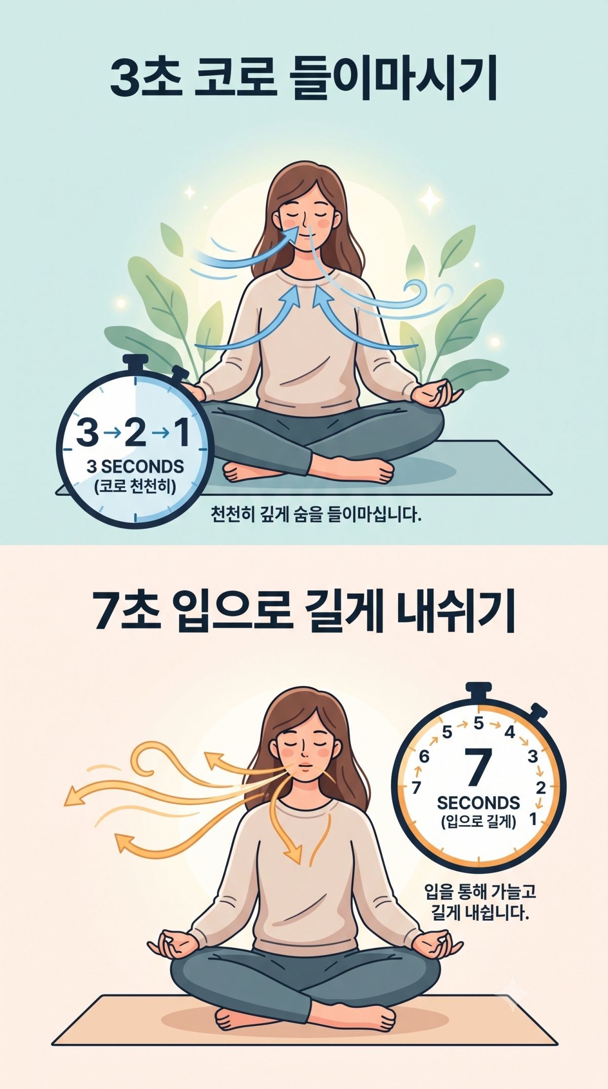 스트레스 빠르게 해소할 수 있다는 호흡법. 기사 내용 토대로 AI툴 활용해 제작한 자료사진.