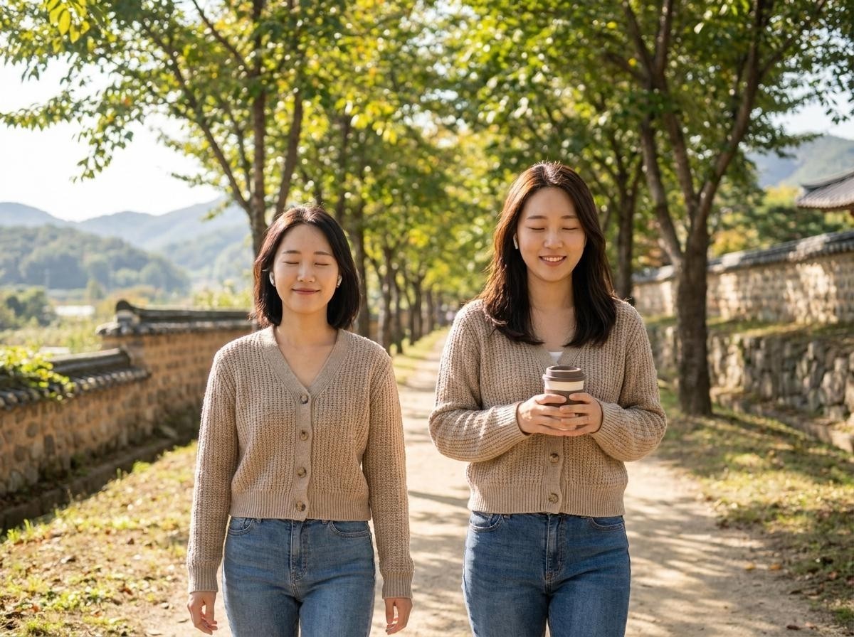 자신만의 시간을 즐기며 스스로를 다독이는 듯한 평화로운 모습. 기사 내용 토대로 AI툴 활용해 제작한 자료사진.