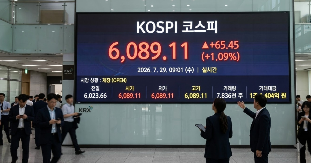 코스피 6089.11 출발…시가총액 상위 5개 중 개장 수익률 승자는?