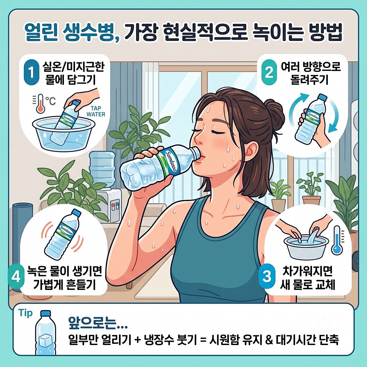 [인포그래픽] 얼린 생수병, 가장 현실적으로 녹이는 방법은? / 위키트리
