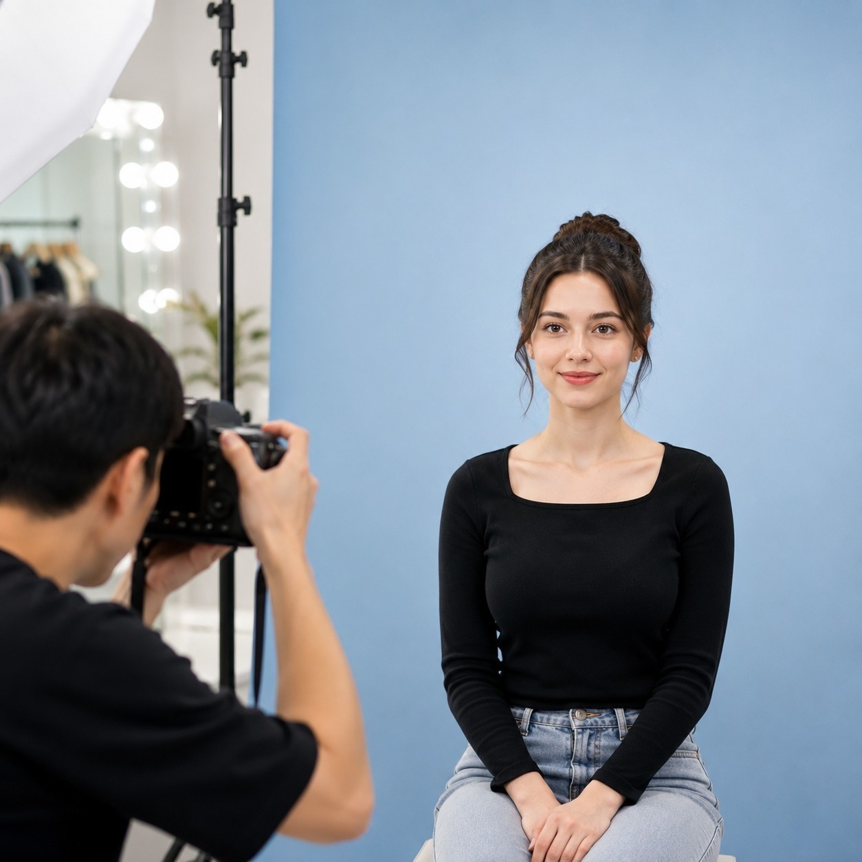 한국식 증명사진 촬영 모습. / AI가 생성한 자료사진