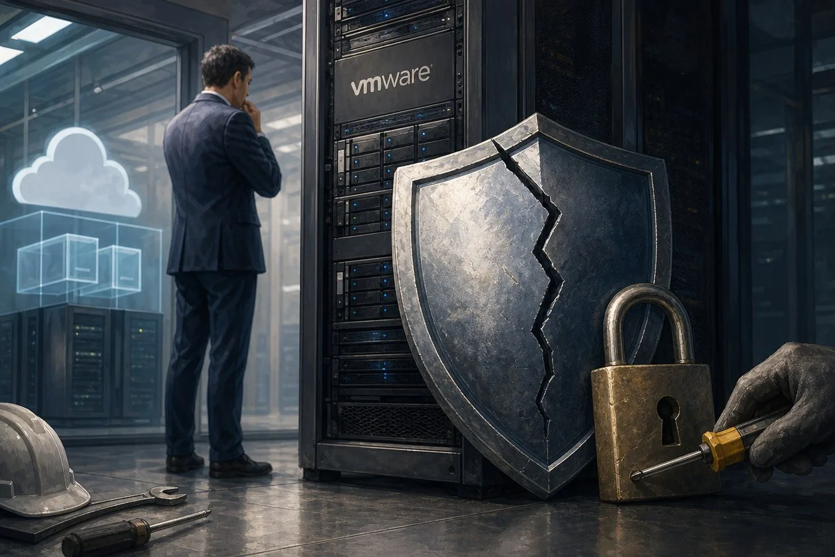 브로드컴, VMware ESXi ‘VM 이스케이프’ 취약점 패치…CVSS 최대 9.3 / AI 생성 일러스트(삽화)