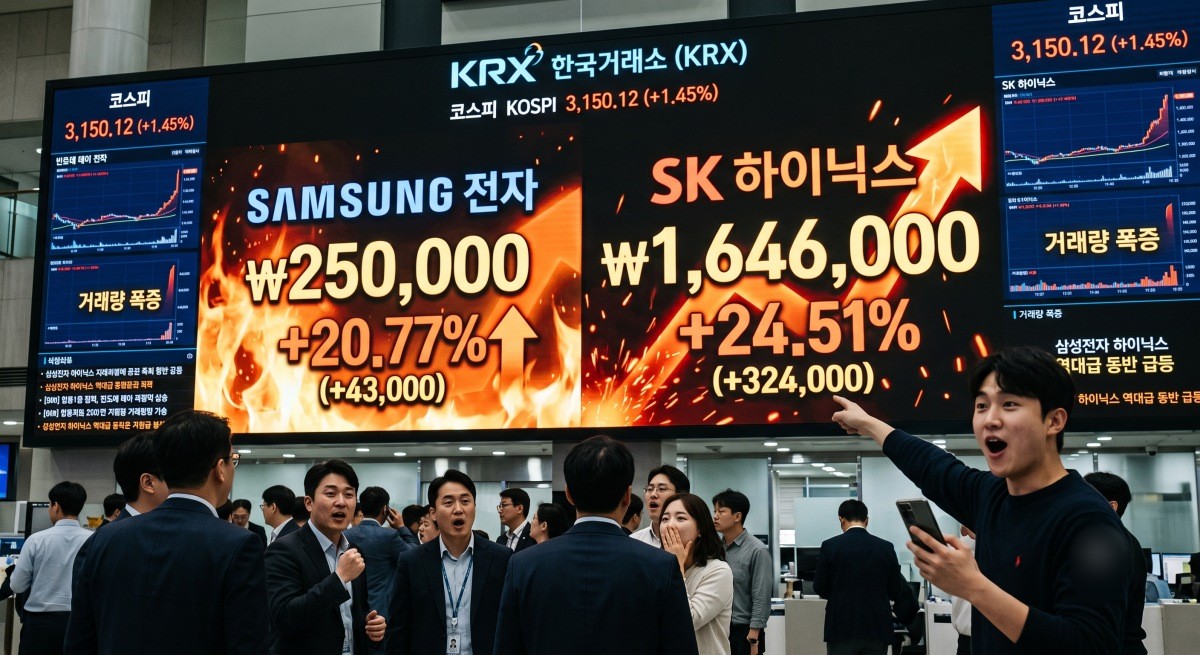 삼성전자, SK하이닉스 상승장 이미지 / AI 생성 이미지