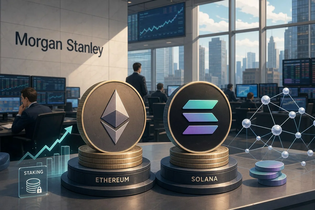 모건스탠리 ETH·SOL ETP 스테이킹 보상 95% 준다 / AI 생성 일러스트(삽화)