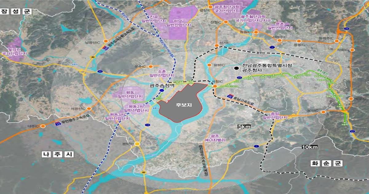 호남권 반도체 첨단 국가산업단지는 광주 군공항 이전 부지인 광산구 일원 약 826만㎡ 규모로 조성된다 / 사진제공=LH