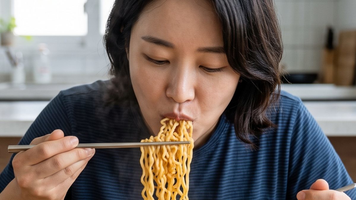 라면 먹는 사람. 기사 이해를 돕기 위해 AI툴로 생성한 자료사진.