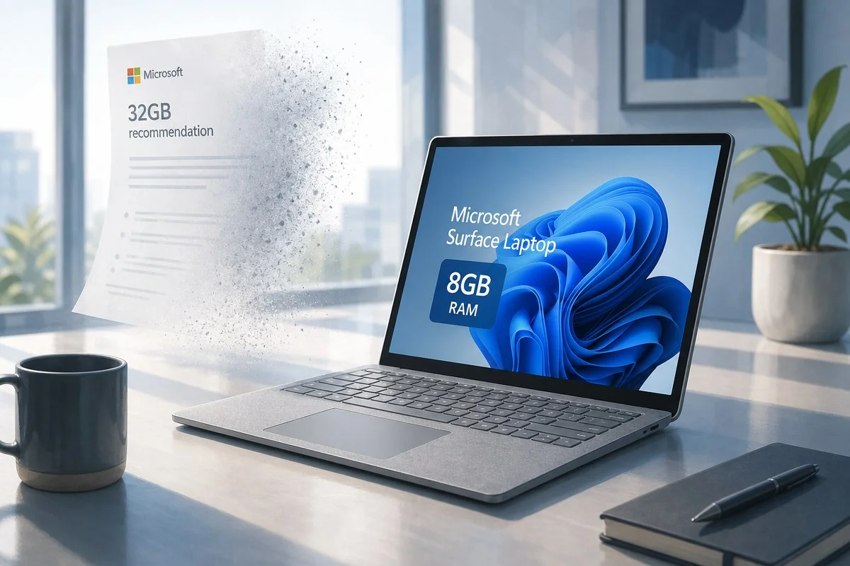 마이크로소프트, 8GB 서피스 팔면서 32GB 권장 삭제 / AI 생성 일러스트(삽화)