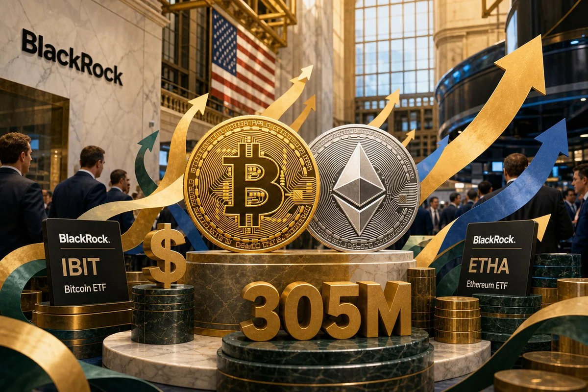 블랙록 주도 비트코인·이더리움 ETF, 3억500만달러 순유입…XRP만 이탈 / AI 생성 일러스트(삽화)
