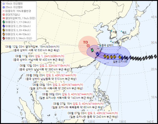 제13호 태풍 돌핀 예상 이동 경로 / 기상청