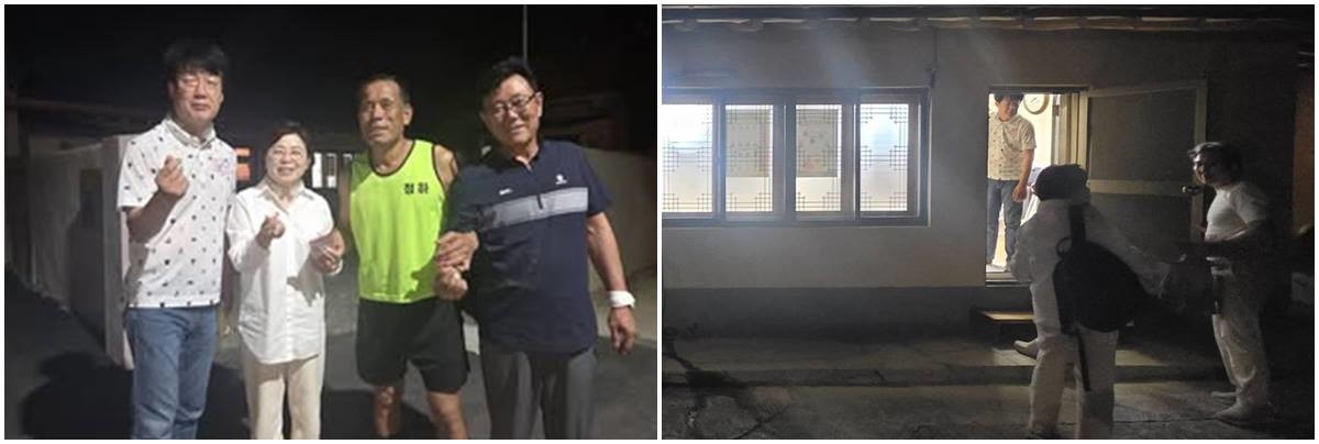 폭염과 가뭄에 따른 농촌 민생을 챙기기 위해 포항시 청하면 마을 경로당에서 숙박하며 새벽부터 강행군에 나선 김정재 국회의원/김정재 의원 SNS 캡처