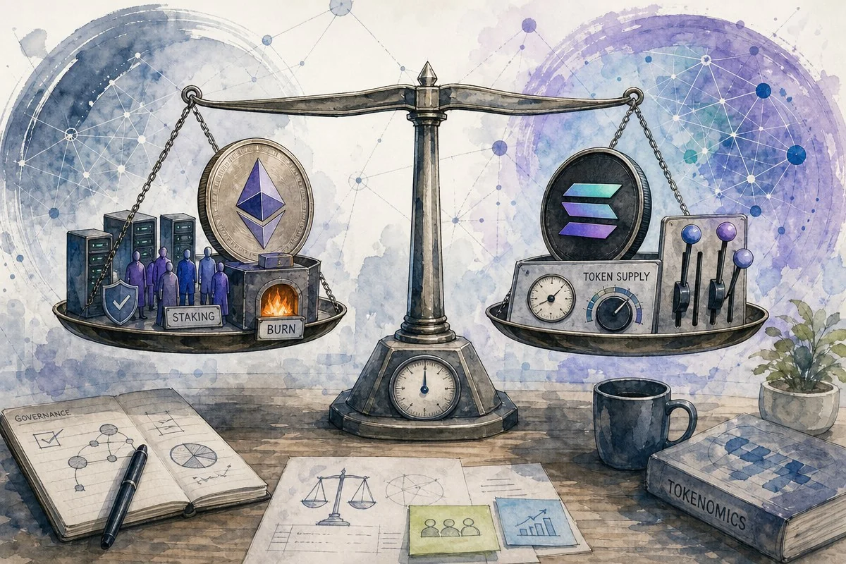 이더리움 수익률 2.6%→1.2%, 솔라나도 발행량 재설계 / AI 생성 일러스트(삽화)