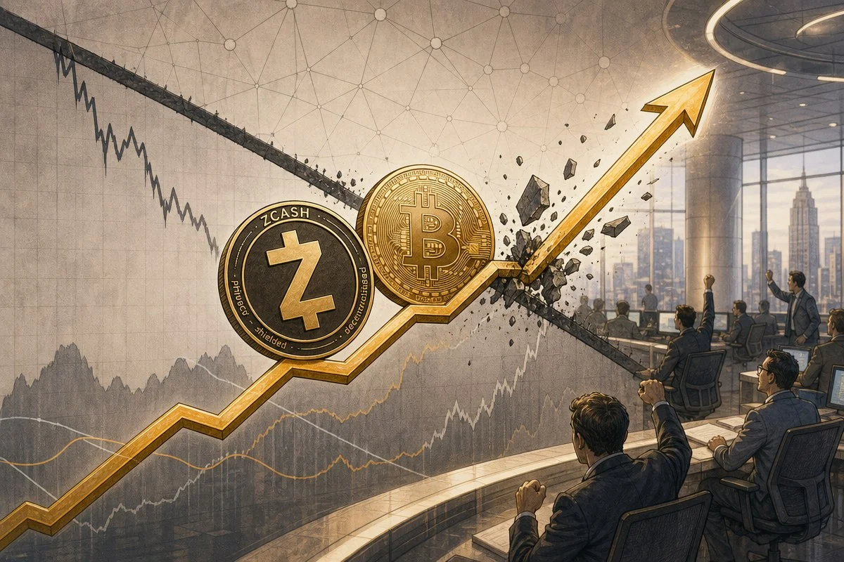 제트캐시, 비트코인 대비 9년 약세 추세선 깨고 반전 / AI 생성 일러스트(삽화)