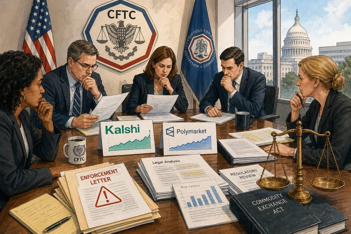 CFTC, 칼시·폴리마켓엔 단속 예측시장엔 육성 병행 / AI 생성 일러스트(삽화)