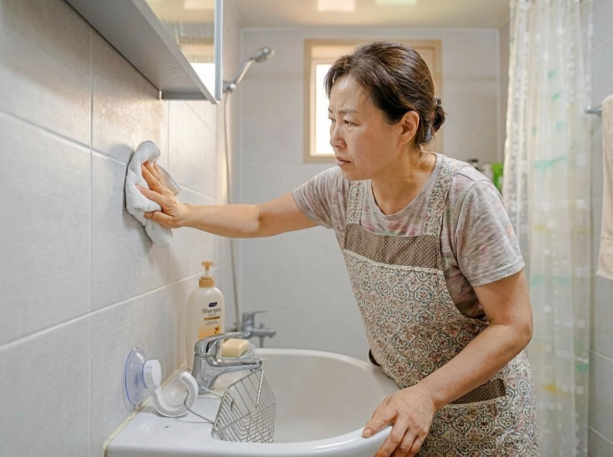 흡착식 제품 붙이기 전, 주변 정리 잘 하기. 기사 내용 토대로 AI툴 활용해 제작한 자료사진.