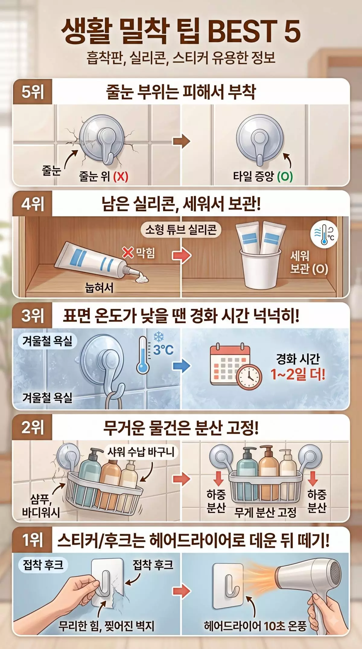 알아두면 유용한 생활 꿀팁 톱5. 기사 내용 토대로 AI툴 활용해 제작한 자료사진.