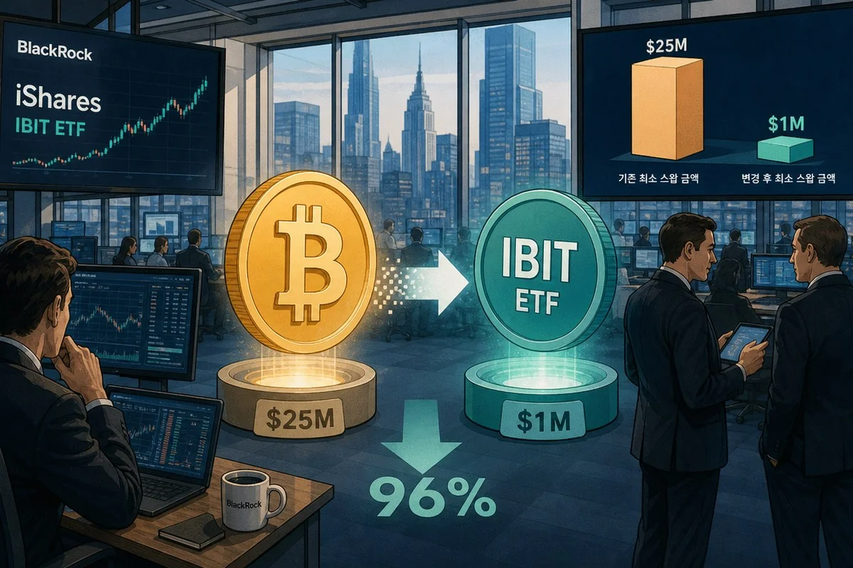 블랙록, IBIT 최소 스왑액 100만달러로 96% 인하 / AI 생성 일러스트(삽화)
