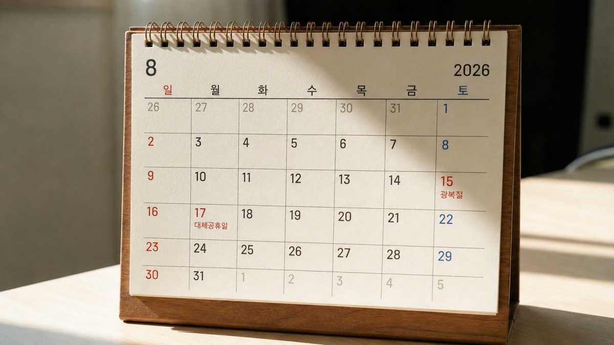 8월 달력. 기사의 이해를 돕기 위한 AI 생성 이미지
