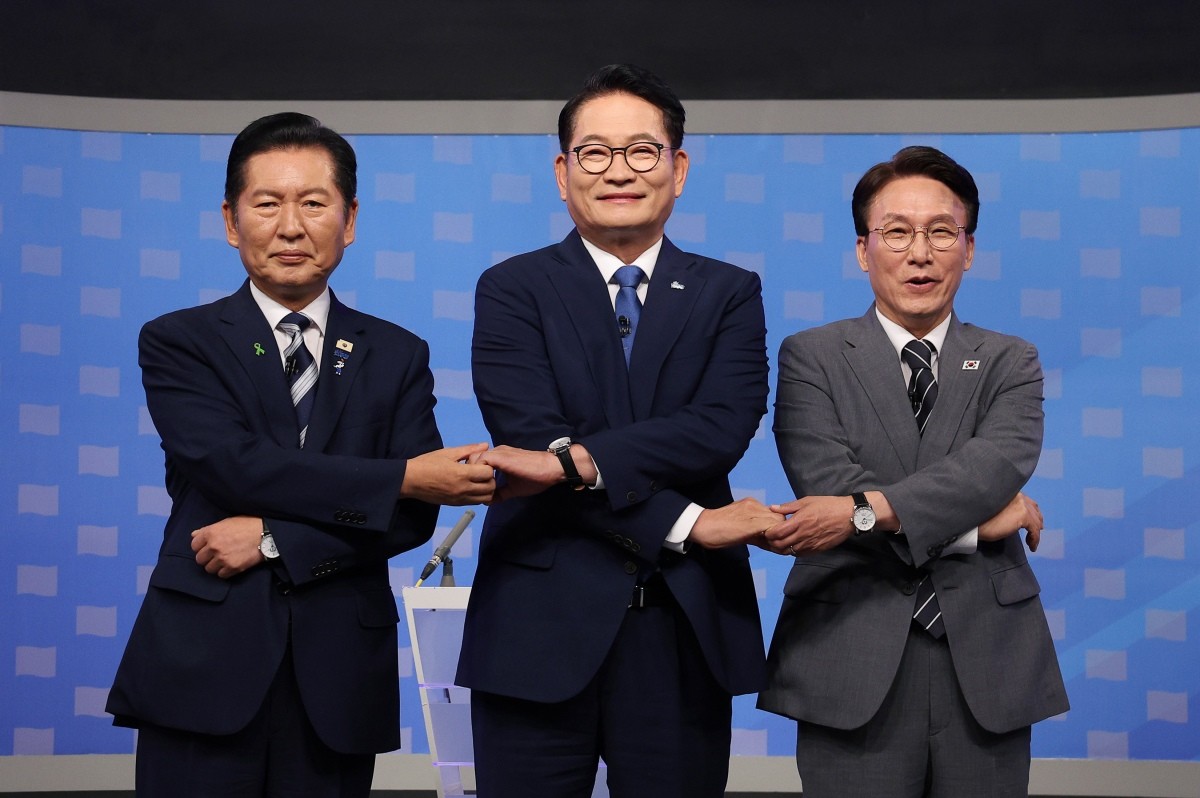 더불어민주당 정청래(왼쪽부터), 송영길, 김민석 당대표 후보 / 뉴스1