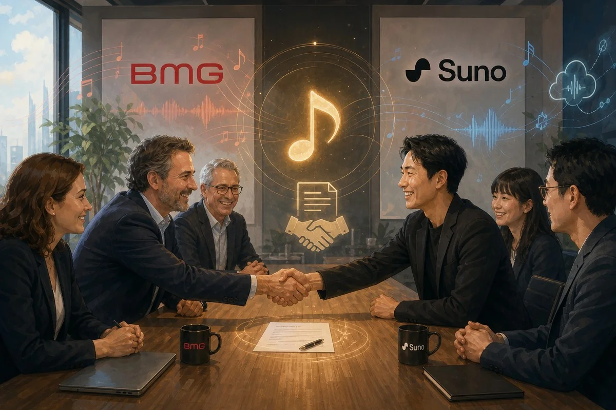 수노, BMG와 계약…아티스트 옵트인해야 학습·보상받아 / AI 생성 일러스트(삽화)