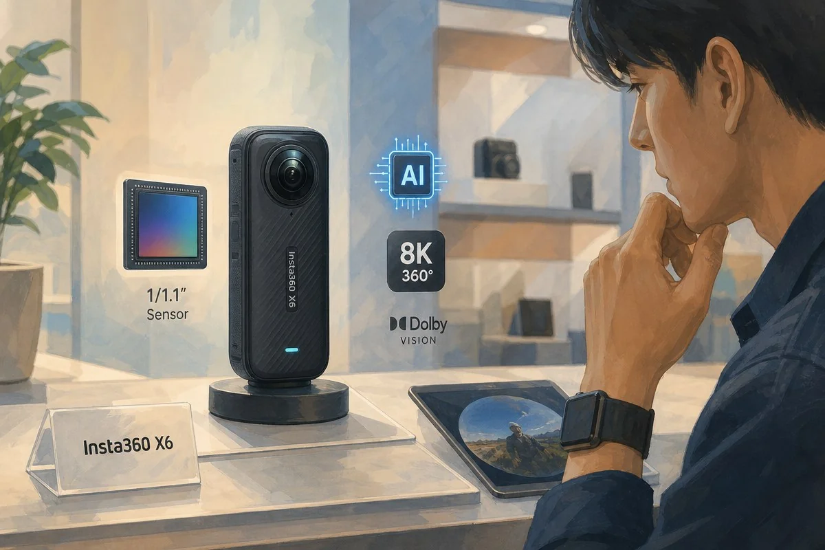 인스타360 X6, 가격 150달러 올랐지만 호평 이어져 / AI 생성 일러스트(삽화)