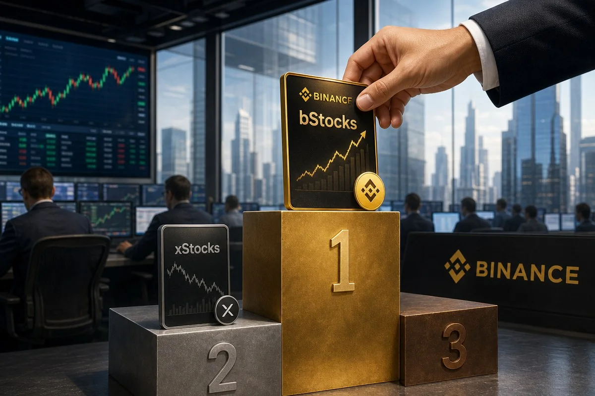 바이낸스 bStocks, 출범 두 달 만에 xStocks 제치고 2위 / AI 생성 일러스트(삽화)