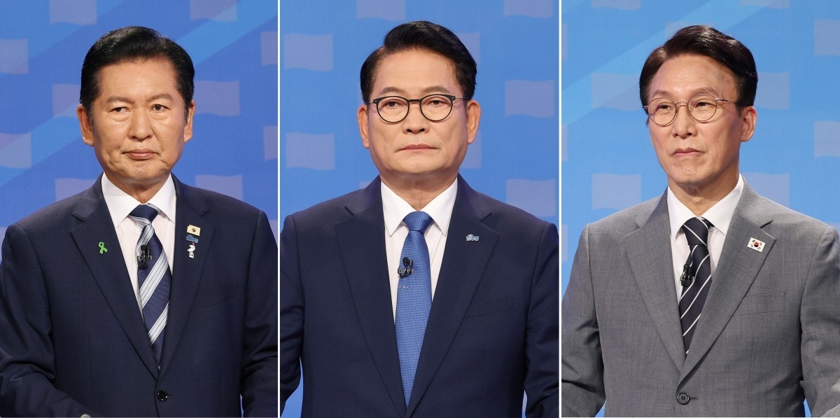 (왼쪽부터)더불어민주당 정청래, 송영길, 김민석 당대표 후보. / 뉴스1