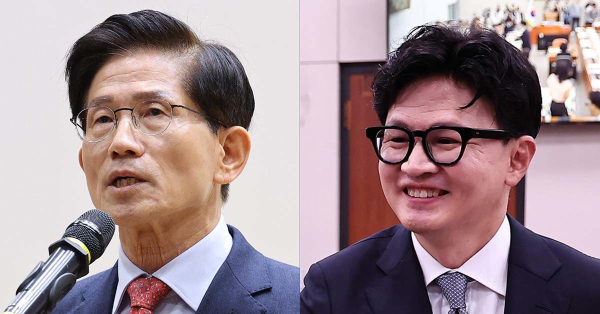 김문수(왼쪽) 전 국민의힘 대선 후보와 한동훈 무소속 의원. / 뉴스1