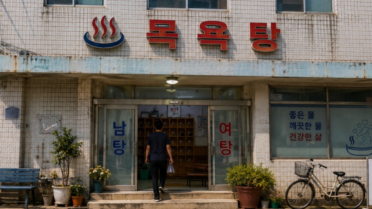 AI툴을 활용해 생성한 목욕탕 예시 자료사진.