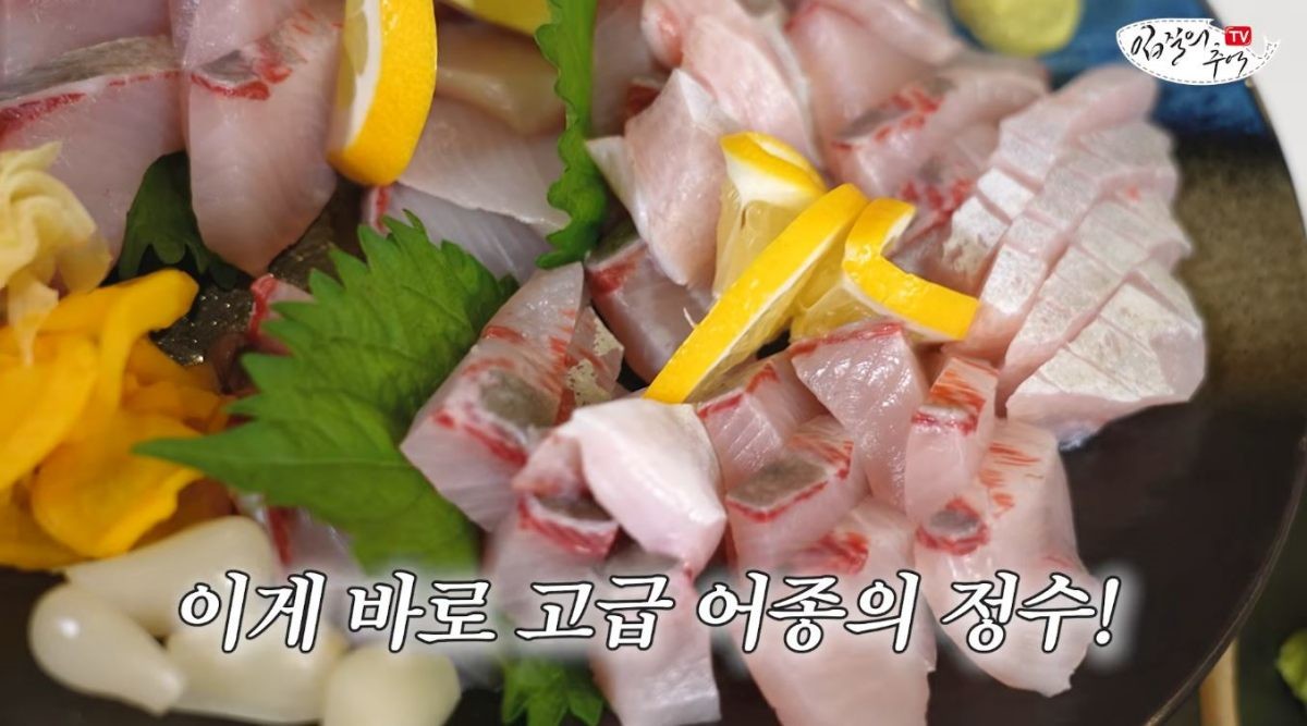 손질 완성된 잿방어 회. / 유튜브 '입질의추억TV jiminTV'