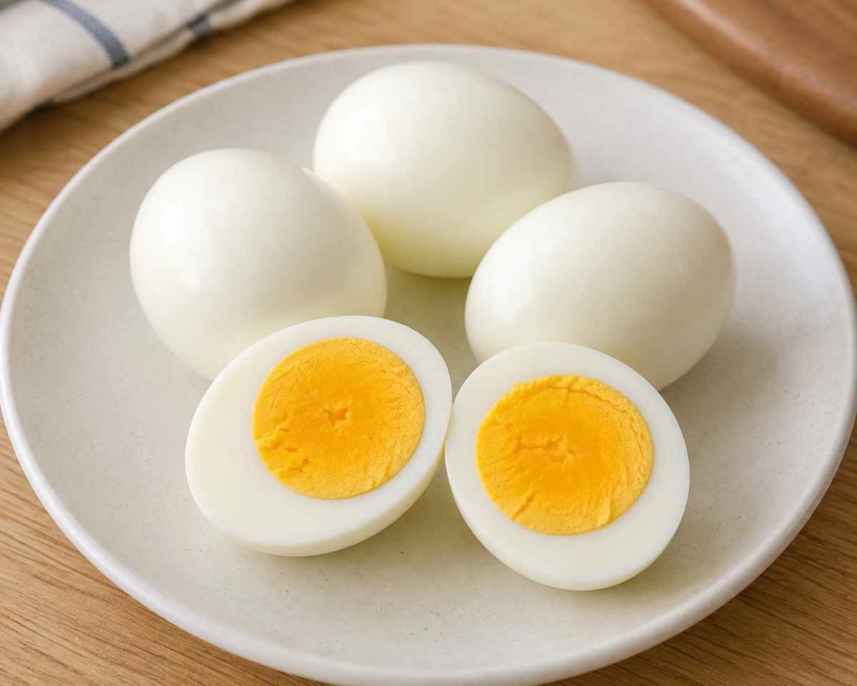 완숙으로 삶아진 계란 사진 / AI 생성 이미지