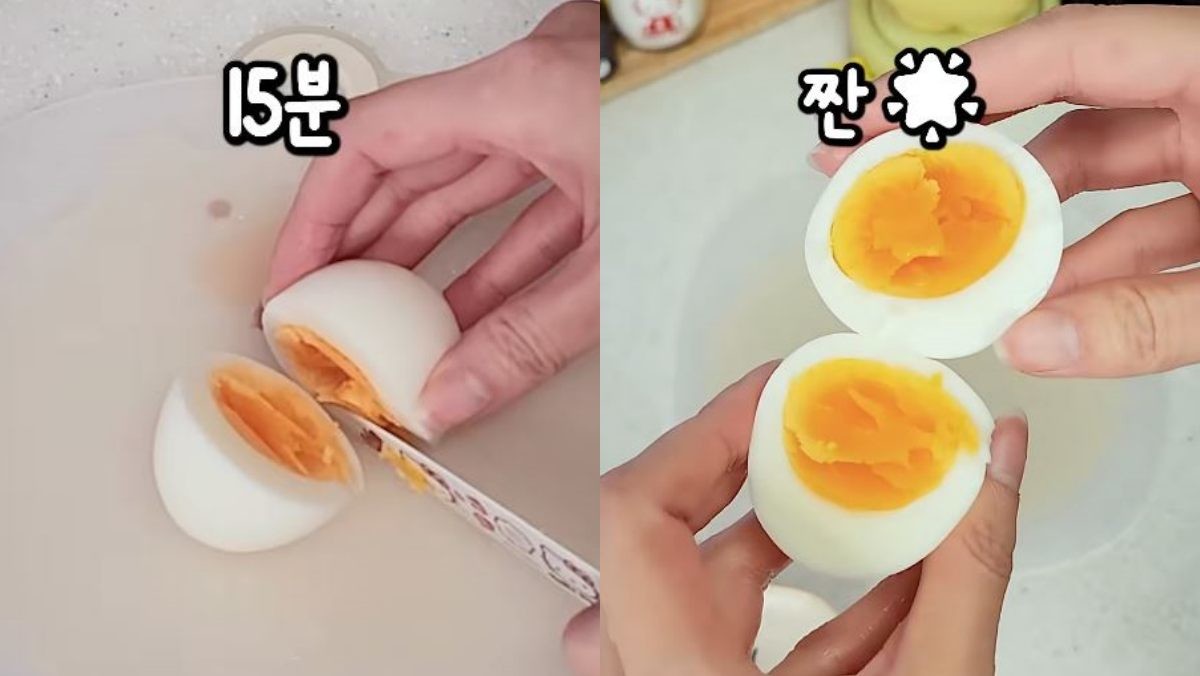 평범하게 15분 삶은 계란. / 유튜브 '냐미 도시락 Nyami Lunchbox'