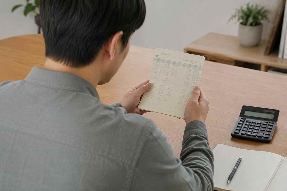 남자 통장을 들여다 보고 있는 AI 생성 이미지