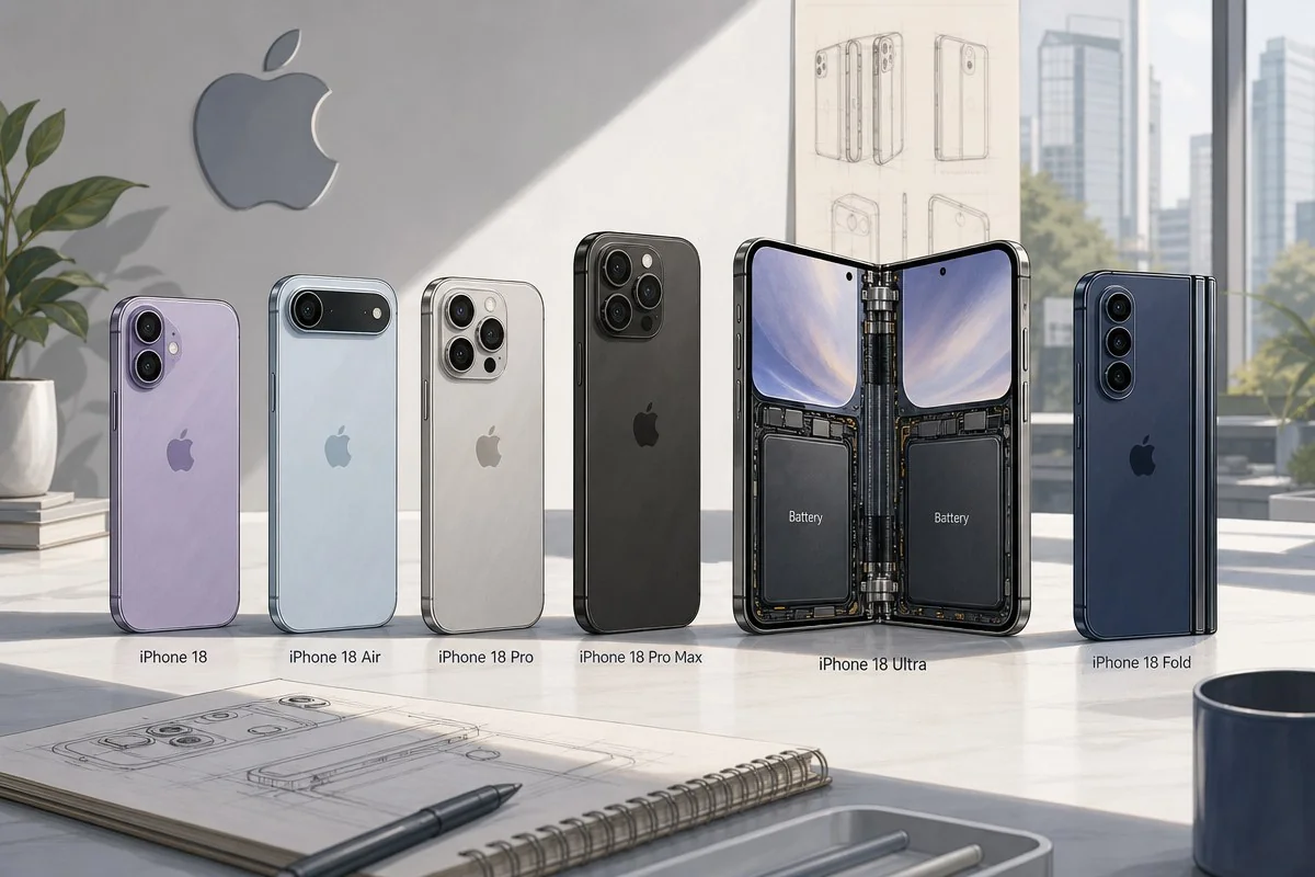 아이폰18 전체 6개 모델 코드네임, iOS 27 베타서 한꺼번에 포착됐다 / AI 생성 일러스트(삽화)