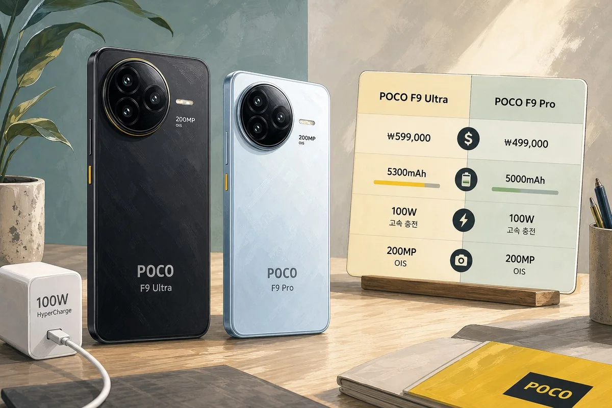 포코 F9 울트라·프로 스펙 유출…배터리만 중국판보다 최대 2250mAh 줄어 / AI 생성 일러스트(삽화)