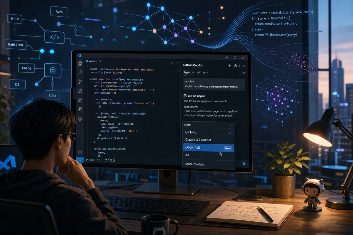 그록 4.6 API 가격, 입력 100만 토큰당 2달러…출력은 3배 비싸다 / AI 생성 일러스트(삽화)