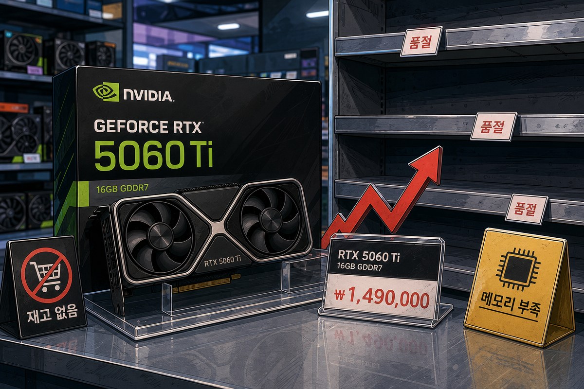 RTX 5060 Ti 16GB 두 달 만에 39% 급등…429달러가 800달러로 치솟았다