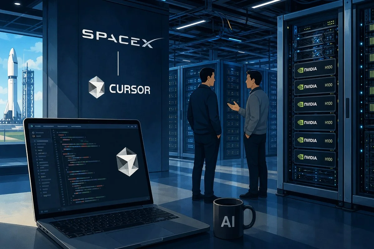 스페이스X, 커서 85조원에 인수 완료…‘세계 최대 GPU 함대’ 접근권 준다 / AI 생성 일러스트(삽화)