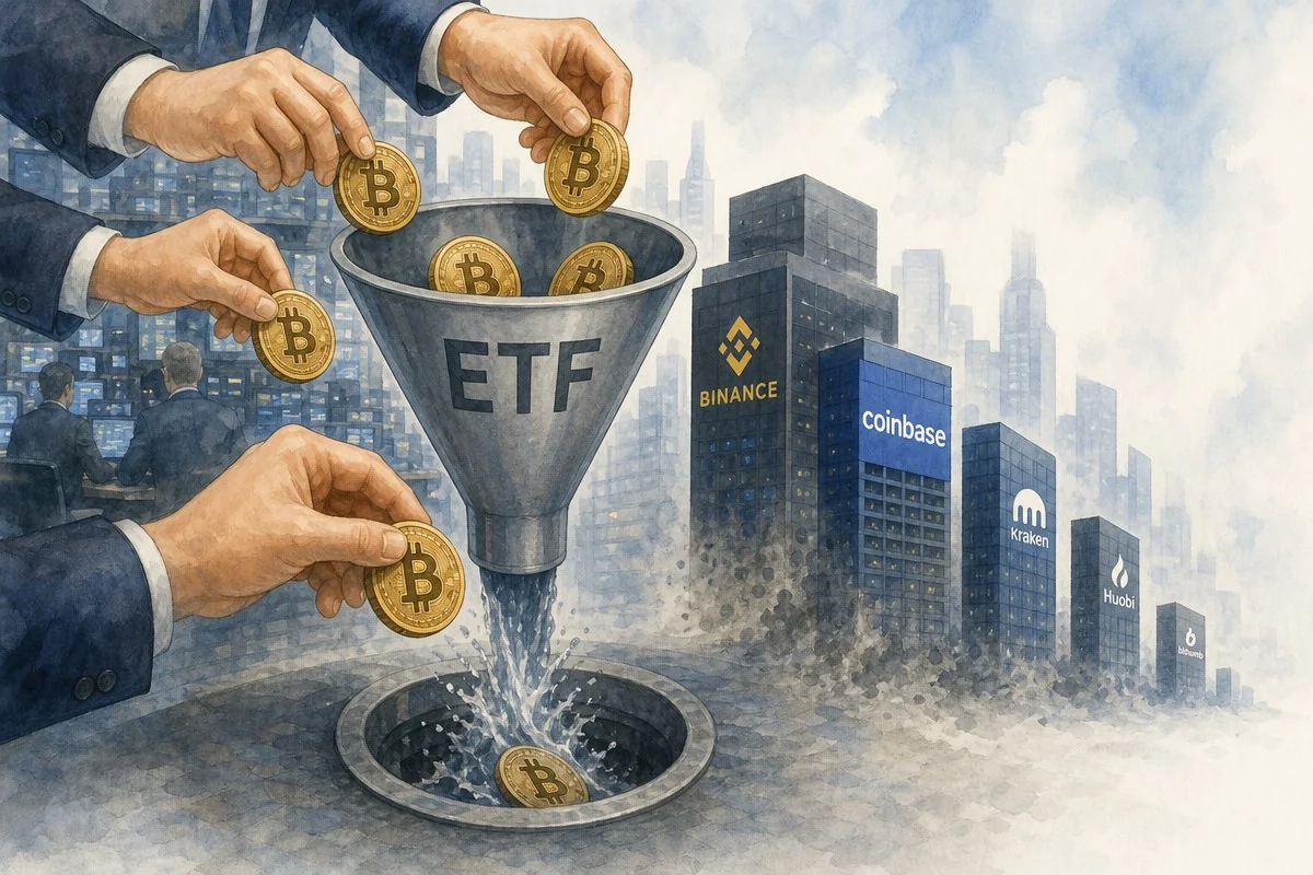 비트코인 현물 ETF 사흘 연속 순유출, IBIT서만 5,551만 달러 빠졌다 / AI 생성 일러스트(삽화)