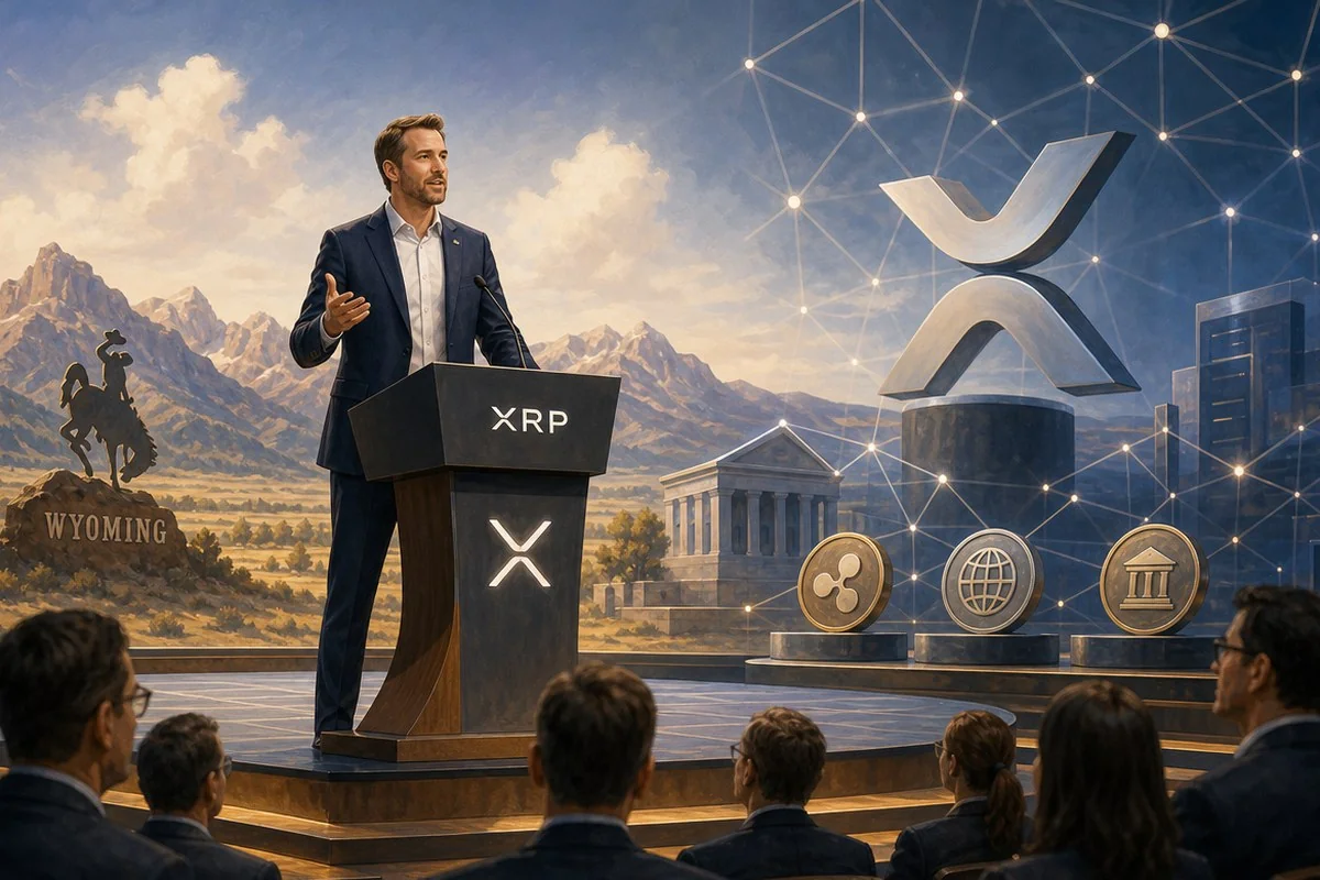 리플 CEO, 8월18일 와이오밍서 15분 발언…신규 XRP 발표는 없다고 선 그어 / AI 생성 일러스트(삽화)