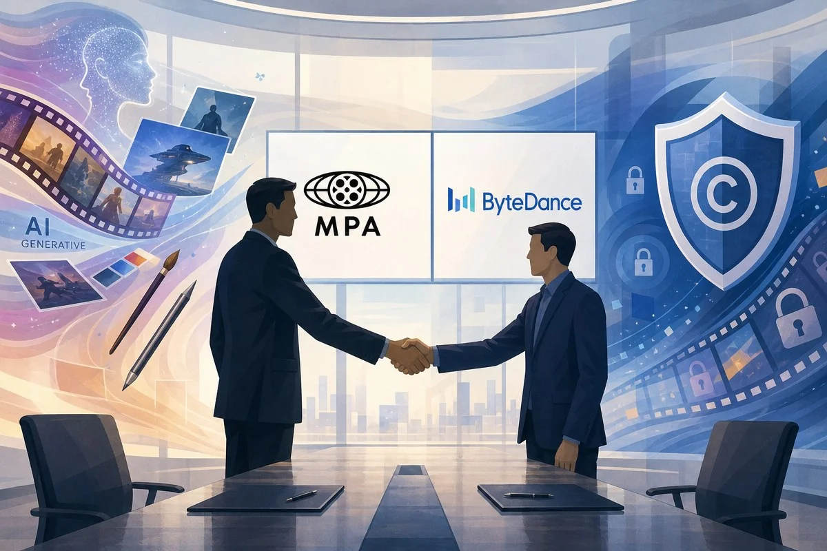 MPA-바이트댄스, 저작권 보호 MOU 체결…딥페이크 논란 6개월 만에 합의 / AI 생성 일러스트(삽화)